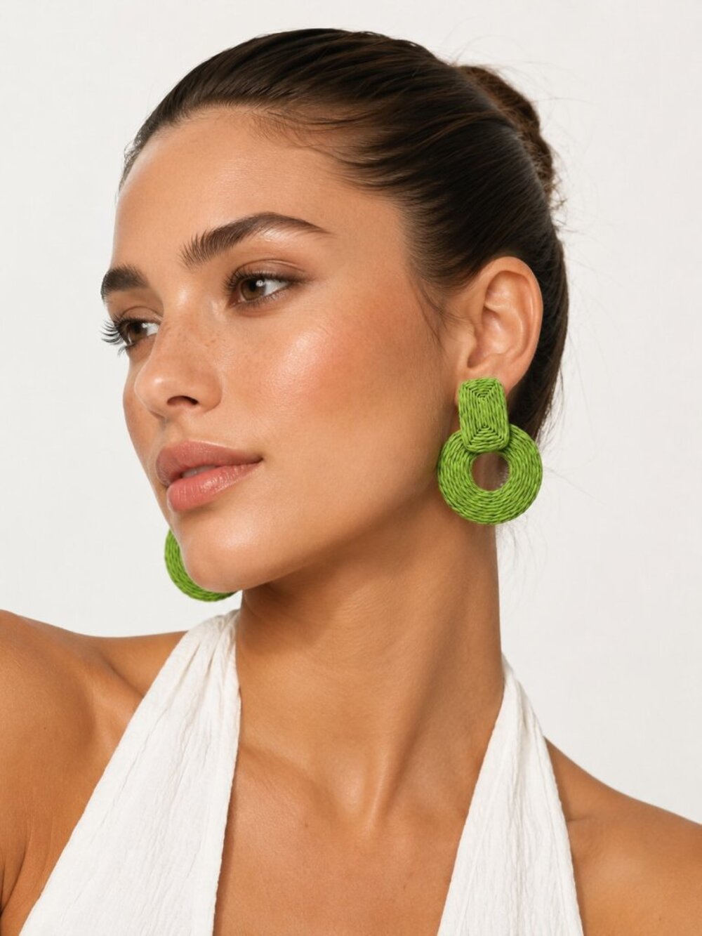 A247-D โข Boho Geometric Raffia Rattan Earrings